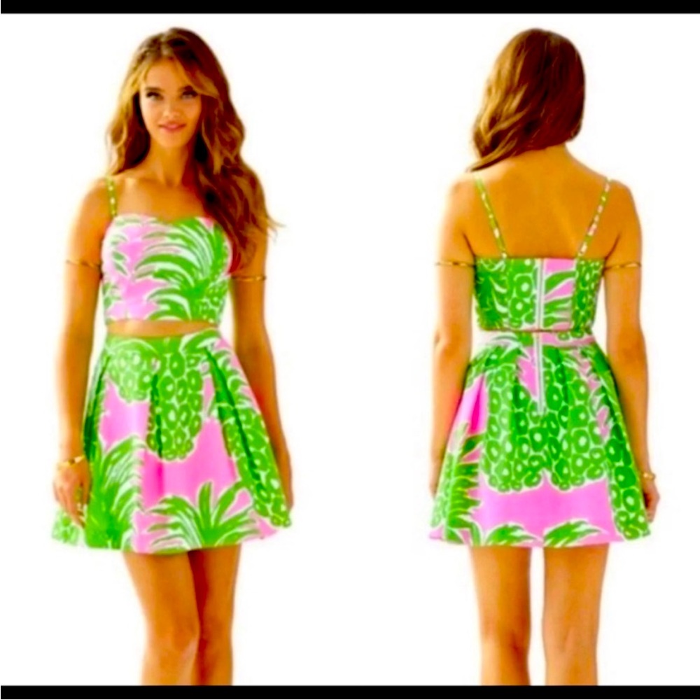 Lilly Pulitzer Pineapple Parfait- Size 2 Crop Top and Skirt Set in Pink Pout